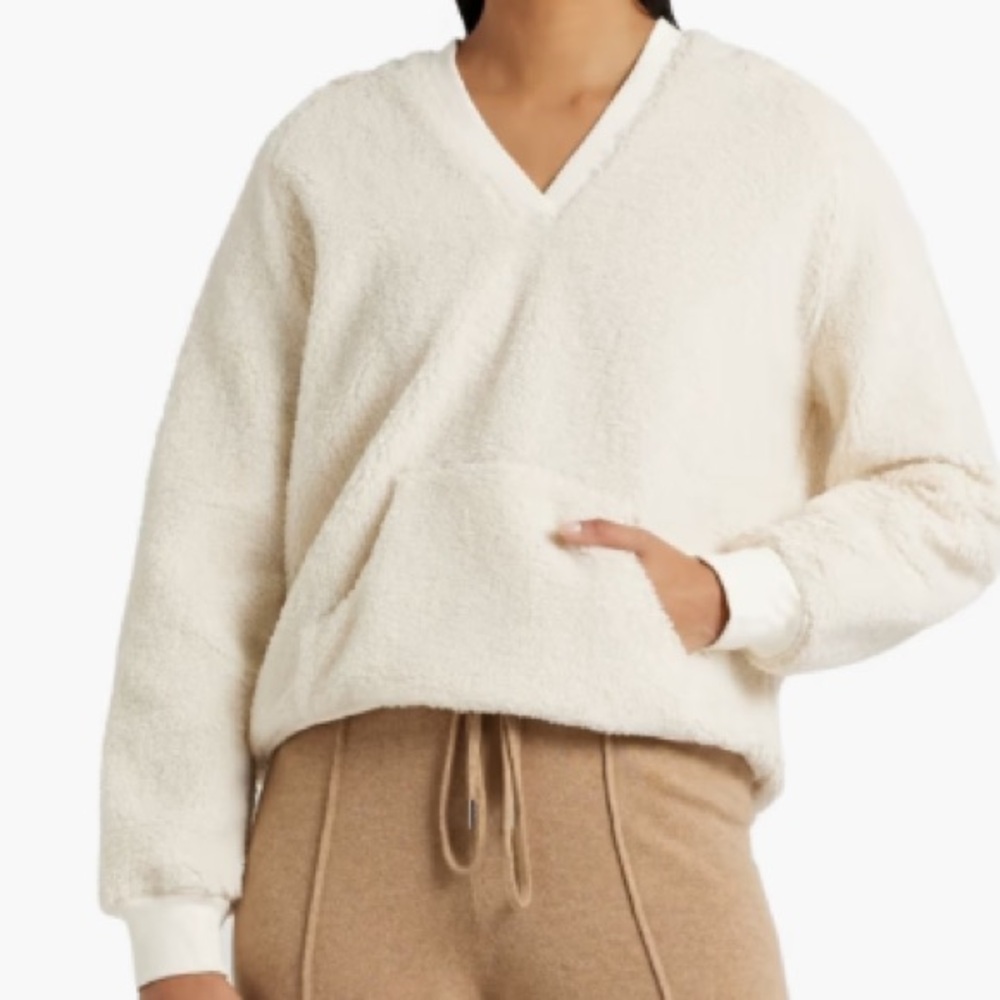 NILI LOTAN Marcello fleece hoodie pullover jacket natural xsmall - Picture 2 of 13
